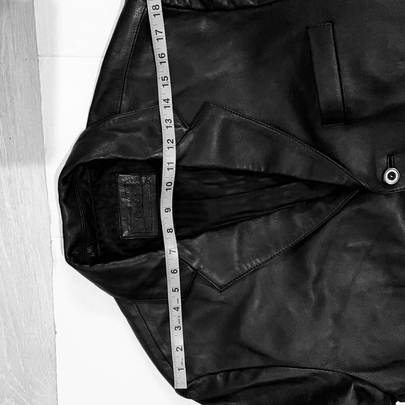Apt9 Leather Blazer Jacket size 42R Black fully lined 3 button closure - Picture 15 of 16